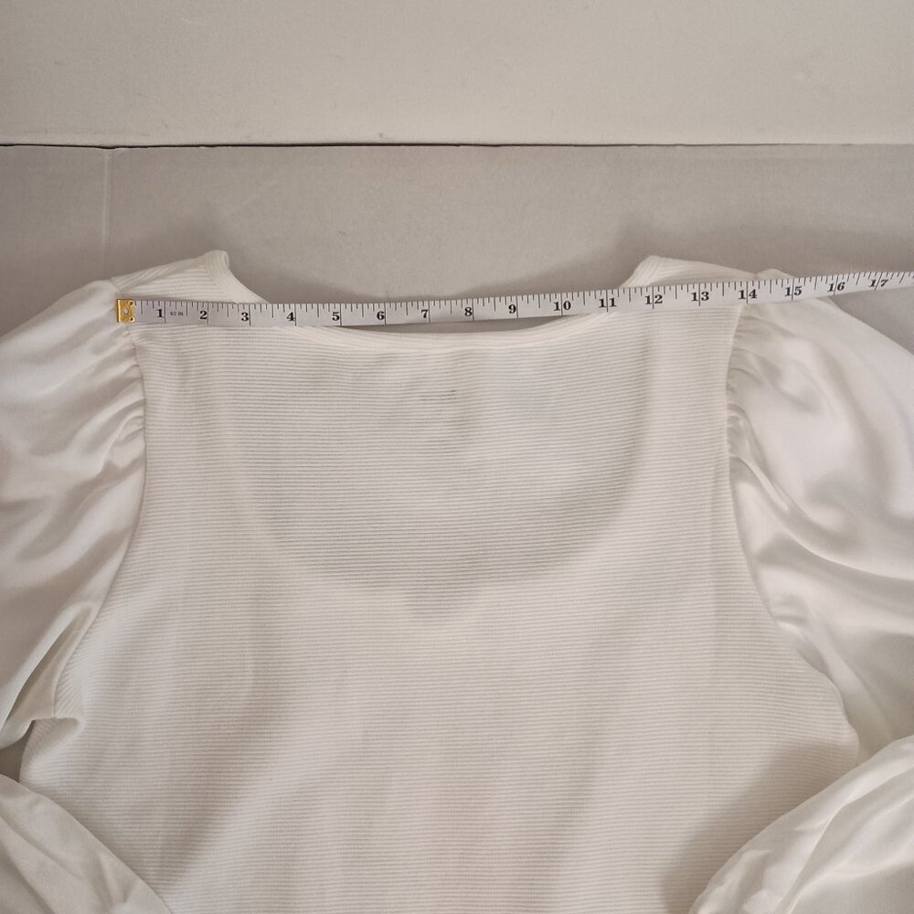 Anthropologie Maeve White Puff Sleeve Top L - Large - Picture 10 of 15